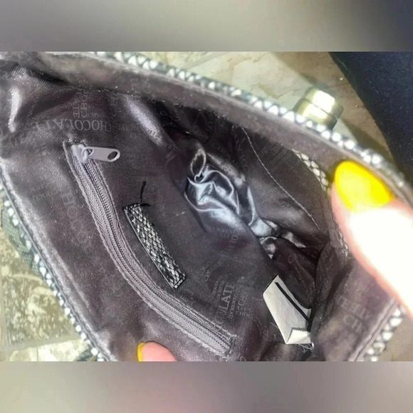 Women’s Black and  Grey Snake Skin Crossbody shoulder bag purse adjustable strap - Picture 5 of 16